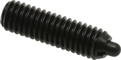 Vlier - M6 x 1.0, 0.787" Thread Length, 0.098" Plunger Projection, Steel Threaded Spring Plunger - 0.106" Max Plunger Diam, 0.787" Plunger Length, 4.05 Lb Init End Force, 11.24 Lb Final End Force - Exact Tooling