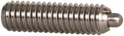 Vlier - M6 x 1.0, 0.787" Thread Length, 0.098" Plunger Projection, Stainless Steel Threaded Spring Plunger - 0.106" Max Plunger Diam, 0.787" Plunger Length, 4.05 Lb Init End Force, 11.24 Lb Final End Force - Exact Tooling