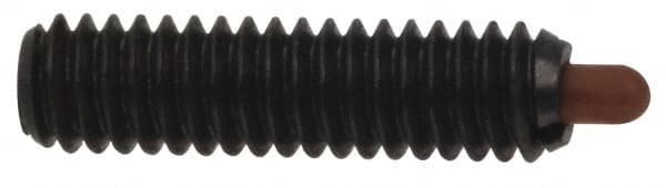 Vlier - 10-32, 3/4" Thread Length, 1/8" Plunger Projection, Steel Threaded Spring Plunger - 0.09 - 0.092" Max Plunger Diam, 3/4" Plunger Length, 2.9 Lb Init End Force, 11.1 Lb Final End Force - Exact Tooling