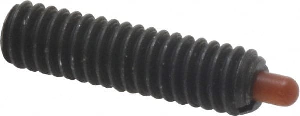 Vlier - 8-32, 5/8" Thread Length, 3/32" Plunger Projection, Steel Threaded Spring Plunger - 0.068 - 0.07" Max Plunger Diam, 5/8" Plunger Length, 0.7 Lb Init End Force, 2.3 Lb Final End Force - Exact Tooling