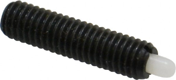 Vlier - 10-32, 3/4" Thread Length, 1/8" Plunger Projection, Steel Threaded Spring Plunger - 0.09 - 0.092" Max Plunger Diam, 3/4" Plunger Length, 1.3 Lb Init End Force, 2.7 Lb Final End Force - Exact Tooling