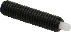 Vlier - 10-32, 3/4" Thread Length, 1/8" Plunger Projection, Steel Threaded Spring Plunger - 0.09 - 0.092" Max Plunger Diam, 3/4" Plunger Length, 1.3 Lb Init End Force, 2.7 Lb Final End Force - Exact Tooling