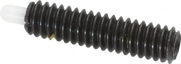 Vlier - 1/4-20, 1" Thread Length, 3/16" Plunger Projection, Steel Threaded Spring Plunger - 0.116 - 0.118" Max Plunger Diam, 1" Plunger Length, 1 Lb Init End Force, 4 Lb Final End Force - Exact Tooling