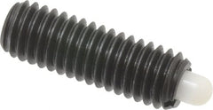Vlier - 3/8-16, 1-1/8" Thread Length, 3/16" Plunger Projection, Steel Threaded Spring Plunger - 0.185 - 3/16" Max Plunger Diam, 1-1/8" Plunger Length, 5.5 Lb Init End Force, 14.5 Lb Final End Force - Exact Tooling