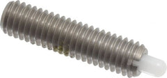 Vlier - 10-32, 3/4" Thread Length, 1/8" Plunger Projection, Stainless Steel Threaded Spring Plunger - 0.09 - 0.092" Max Plunger Diam, 3/4" Plunger Length, 1.3 Lb Init End Force, 2.7 Lb Final End Force - Exact Tooling