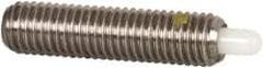 Vlier - 1/4-28, 1" Thread Length, 3/16" Plunger Projection, Stainless Steel Threaded Spring Plunger - 0.116 - 0.118" Max Plunger Diam, 1" Plunger Length, 3 Lb Init End Force, 13 Lb Final End Force - Exact Tooling