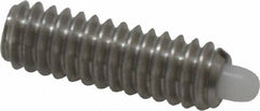 Vlier - 1/4-20, 3/4" Thread Length, 1/8" Plunger Projection, Stainless Steel Threaded Spring Plunger - 0.116 - 0.118" Max Plunger Diam, 3/4" Plunger Length, 2 Lb Init End Force, 9 Lb Final End Force - Exact Tooling