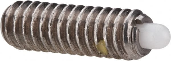 Vlier - 1/4-20, 3/4" Thread Length, 1/8" Plunger Projection, Stainless Steel Threaded Spring Plunger - 0.116 - 0.118" Max Plunger Diam, 3/4" Plunger Length, 2 Lb Init End Force, 9 Lb Final End Force - Exact Tooling