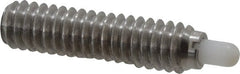 Vlier - 1/4-20, 1" Thread Length, 3/16" Plunger Projection, Stainless Steel Threaded Spring Plunger - 0.116 - 0.118" Max Plunger Diam, 1" Plunger Length, 1 Lb Init End Force, 4 Lb Final End Force - Exact Tooling