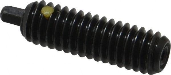 Vlier - 5/16-18, 1" Thread Length, 3/16" Plunger Projection, Steel Threaded Spring Plunger - 1/8 (Hex)" Max Plunger Diam, 1" Plunger Length, 3 Lb Init End Force, 15 Lb Final End Force, 1/8" Hex - Exact Tooling