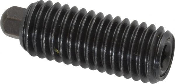 Vlier - 3/8-16, 1-1/8" Thread Length, 3/16" Plunger Projection, Steel Threaded Spring Plunger - 3/16 (Hex)" Max Plunger Diam, 1-1/8" Plunger Length, 5.5 Lb Init End Force, 14.5 Lb Final End Force, 3/16" Hex - Exact Tooling
