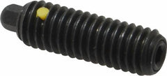 Vlier - 3/8-16, 1-1/8" Thread Length, 3/16" Plunger Projection, Steel Threaded Spring Plunger - 3/16 (Hex)" Max Plunger Diam, 1-1/8" Plunger Length, 2.8 Lb Init End Force, 7.2 Lb Final End Force, 3/16" Hex - Exact Tooling