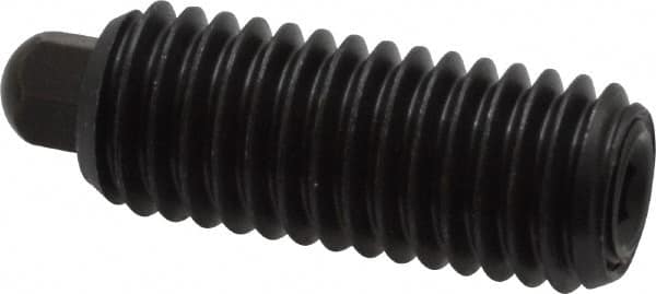 Vlier - 1/2-13, 1-1/4" Thread Length, 1/4" Plunger Projection, Steel Threaded Spring Plunger - 1/4 (Hex)" Max Plunger Diam, 1-1/4" Plunger Length, 6.6 Lb Init End Force, 17.4 Lb Final End Force, 1/4" Hex - Exact Tooling