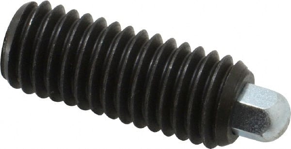 Vlier - 1/2-13, 1-1/4" Thread Length, 1/4" Plunger Projection, Steel Threaded Spring Plunger - 1/4 (Hex)" Max Plunger Diam, 1-1/4" Plunger Length, 2.7 Lb Init End Force, 9.3 Lb Final End Force, 1/4" Hex - Exact Tooling