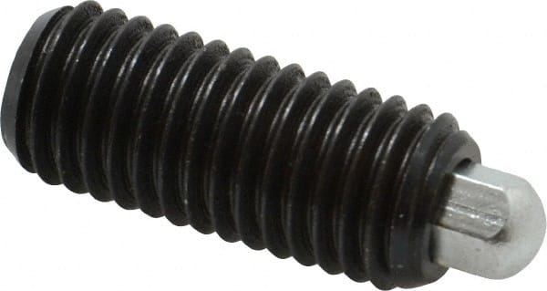 Vlier - 5/8-11, 1-1/2" Thread Length, 5/16" Plunger Projection, Steel Threaded Spring Plunger - 5/16 (Hex)" Max Plunger Diam, 1-1/2" Plunger Length, 3.5 Lb Init End Force, 10.5 Lb Final End Force, 5/16" Hex - Exact Tooling