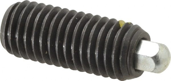 Vlier - 5/8-11, 1-1/2" Thread Length, 5/16" Plunger Projection, Steel Threaded Spring Plunger - 5/16 (Hex)" Max Plunger Diam, 1-1/2" Plunger Length, 3.5 Lb Init End Force, 10.5 Lb Final End Force, 5/16" Hex - Exact Tooling