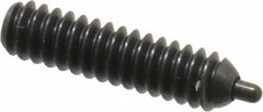 Vlier - 6-32, 17/32" Thread Length, 1/16" Plunger Projection, Steel Threaded Spring Plunger - 0.044 - 0.045" Max Plunger Diam, 17/32" Plunger Length, 1 Lb Init End Force, 1.6 Lb Final End Force, 0.063" Hex - Exact Tooling