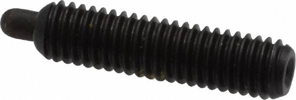 Vlier - 10-32, 3/4" Thread Length, 1/8" Plunger Projection, Steel Threaded Spring Plunger - 0.091 - 0.092" Max Plunger Diam, 3/4" Plunger Length, 2.9 Lb Init End Force, 11.1 Lb Final End Force, 0.063" Hex - Exact Tooling