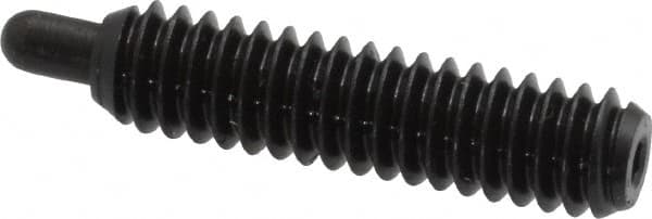 Vlier - 1/4-20, 1" Thread Length, 3/16" Plunger Projection, Steel Threaded Spring Plunger - 0.117 - 0.118" Max Plunger Diam, 1" Plunger Length, 3 Lb Init End Force, 13 Lb Final End Force, 0.079" Hex - Exact Tooling