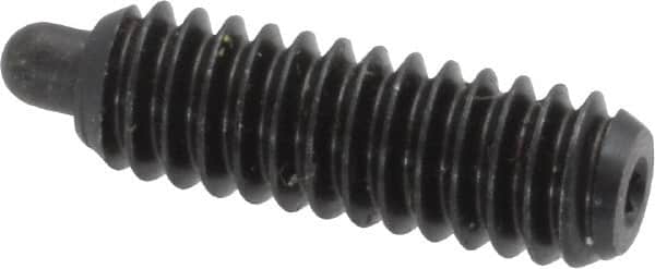 Vlier - 1/4-20, 3/4" Thread Length, 1/8" Plunger Projection, Steel Threaded Spring Plunger - 0.117 - 0.118" Max Plunger Diam, 3/4" Plunger Length, 2 Lb Init End Force, 9 Lb Final End Force, 0.079" Hex - Exact Tooling