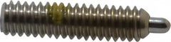 Vlier - 8-32, 5/8" Thread Length, 3/32" Plunger Projection, Stainless Steel Threaded Spring Plunger - 0.069 - 0.07" Max Plunger Diam, 5/8" Plunger Length, 2.7 Lb Init End Force, 7.3 Lb Final End Force, 0.063" Hex - Exact Tooling