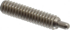 Vlier - 1/4-20, 1" Thread Length, 3/16" Plunger Projection, Stainless Steel Threaded Spring Plunger - 0.117 - 0.118" Max Plunger Diam, 1" Plunger Length, 3 Lb Init End Force, 13 Lb Final End Force, 0.079" Hex - Exact Tooling