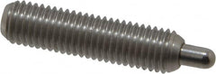 Vlier - 1/4-28, 1" Thread Length, 3/16" Plunger Projection, Stainless Steel Threaded Spring Plunger - 0.117 - 0.118" Max Plunger Diam, 1" Plunger Length, 3 Lb Init End Force, 13 Lb Final End Force, 0.079" Hex - Exact Tooling