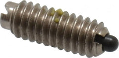 Vlier - 8-32, 7/16" Thread Length, 0.052" Plunger Projection, Steel Threaded Spring Plunger - 0.07" Max Plunger Diam, 0.437" Plunger Length, 1.5 Lb Init End Force, 4.75 Lb Final End Force - Exact Tooling