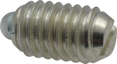 Vlier - 3/8-16, 5/8" Thread Length, 0.11" Plunger Projection, Steel Threaded Spring Plunger - 0.186" Max Plunger Diam, 0.625" Plunger Length, 1.5 Lb Init End Force, 5 Lb Final End Force - Exact Tooling