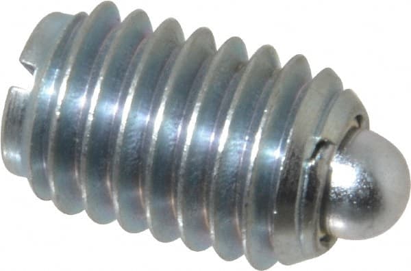 Vlier - 1/2-13, 3/4" Thread Length, 0.151" Plunger Projection, Steel Threaded Spring Plunger - 1/4" Max Plunger Diam, 0.75" Plunger Length, 1.75 Lb Init End Force, 5.5 Lb Final End Force - Exact Tooling