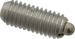 Vlier - 10-32, 0.468" Thread Length, 0.065" Plunger Projection, Stainless Steel Threaded Spring Plunger - 0.093" Max Plunger Diam, 0.468" Plunger Length, 0.75 Lb Init End Force, 2.5 Lb Final End Force - Exact Tooling