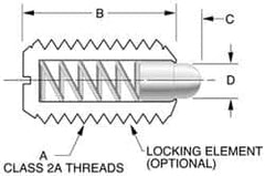 Gibraltar - 8-32, 7/16" Thread Length, 0.052" Plunger Projection, Stainless Steel Threaded Spring Plunger - 0.07" Max Plunger Diam, 0.437" Plunger Length, 1.5 Lb Init End Force, 4.7 Lb Final End Force - Exact Tooling