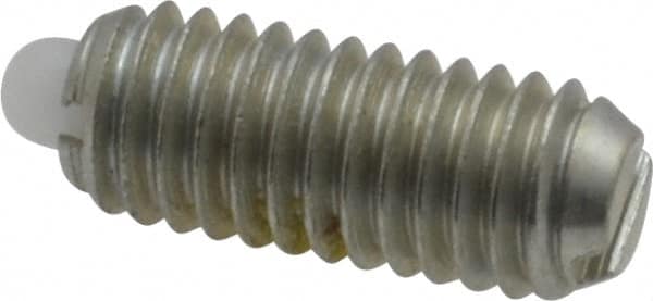 Vlier - 10-32, 0.468" Thread Length, 0.065" Plunger Projection, Steel Threaded Spring Plunger - 0.093" Max Plunger Diam, 0.468" Plunger Length, 1.75 Lb Init End Force, 6.25 Lb Final End Force - Exact Tooling