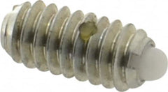 Vlier - 1/4-20, 17/32" Thread Length, 0.078" Plunger Projection, Steel Threaded Spring Plunger - 0.119" Max Plunger Diam, 0.531" Plunger Length, 3 Lb Init End Force, 10.5 Lb Final End Force - Exact Tooling