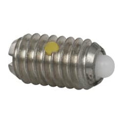 Vlier - 5/16-18, 9/16" Thread Length, 1/12" Plunger Projection, Steel Threaded Spring Plunger - 0.135" Max Plunger Diam, 0.562" Plunger Length, 3.75 Lb Init End Force, 15.5 Lb Final End Force - Exact Tooling