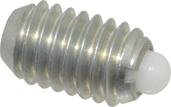 Vlier - 3/8-16, 5/8" Thread Length, 0.11" Plunger Projection, Steel Threaded Spring Plunger - 0.186" Max Plunger Diam, 0.625" Plunger Length, 1.5 Lb Init End Force, 5 Lb Final End Force - Exact Tooling