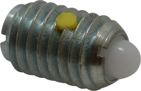 Vlier - 1/2-13, 3/4" Thread Length, 0.151" Plunger Projection, Steel Threaded Spring Plunger - 1/4" Max Plunger Diam, 0.75" Plunger Length, 1.75 Lb Init End Force, 5.5 Lb Final End Force - Exact Tooling