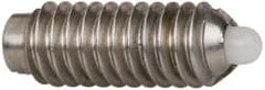 Vlier - 8-32, 7/16" Thread Length, 0.052" Plunger Projection, Stainless Steel Threaded Spring Plunger - 0.07" Max Plunger Diam, 0.437" Plunger Length, 1.5 Lb Init End Force, 4.75 Lb Final End Force - Exact Tooling