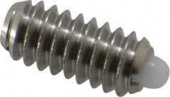 Vlier - 1/4-20, 17/32" Thread Length, 0.078" Plunger Projection, Stainless Steel Threaded Spring Plunger - 0.119" Max Plunger Diam, 0.531" Plunger Length, 1 Lb Init End Force, 3.5 Lb Final End Force - Exact Tooling