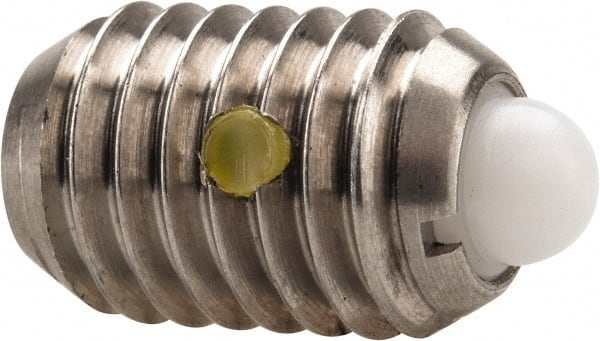 Vlier - 1/2-13, 3/4" Thread Length, 0.151" Plunger Projection, Stainless Steel Threaded Spring Plunger - 1/4" Max Plunger Diam, 0.75" Plunger Length, 5 Lb Init End Force, 28 Lb Final End Force - Exact Tooling