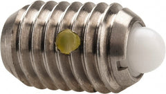 Vlier - 1/2-13, 3/4" Thread Length, 0.151" Plunger Projection, Stainless Steel Threaded Spring Plunger - 1/4" Max Plunger Diam, 0.75" Plunger Length, 5 Lb Init End Force, 28 Lb Final End Force - Exact Tooling