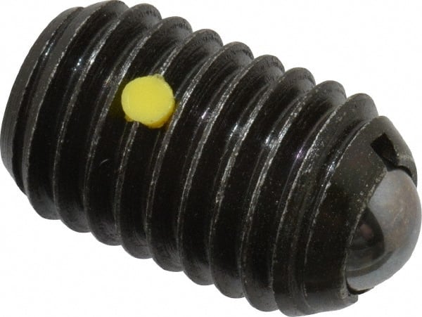 Vlier - 5/8-11, 0.375" Ball Diam, 0.984" Body Length, 0.096" Max Ball Reach, Threaded Ball Plunger - Steel Body, Steel Ball, 9 Lb Initial End Force, 18 Lb Final End Force, Locking Element - Exact Tooling