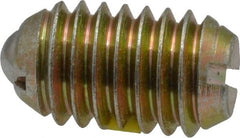 Vlier - 3/8-16, 0.188" Ball Diam, 0.625" Body Length, 0.048" Max Ball Reach, Threaded Ball Plunger - Steel Body, Steel Ball, 6 Lb Initial End Force, 21 Lb Final End Force, Locking Element - Exact Tooling
