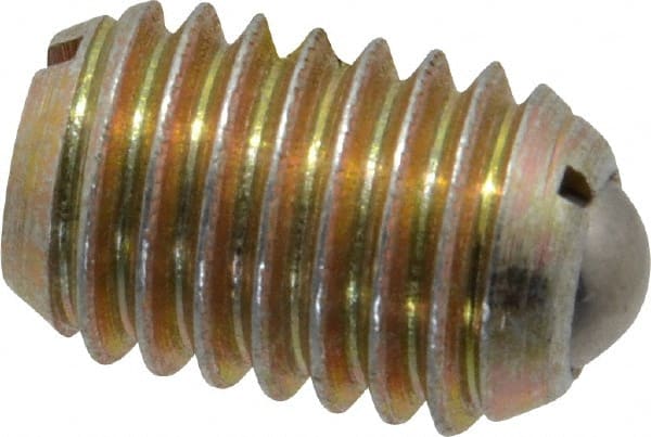 Vlier - 1/2-13, 0.281" Ball Diam, 0.75" Body Length, 0.072" Max Ball Reach, Threaded Ball Plunger - Steel Body, Steel Ball, 6 Lb Initial End Force, 30 Lb Final End Force, Locking Element - Exact Tooling