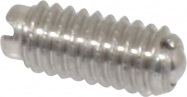 Vlier - 6-40, 0.078" Ball Diam, 0.312" Body Length, 0.023" Max Ball Reach, Threaded Ball Plunger - Stainless Steel Body, Stainless Steel Ball, 0.5 Lb Initial End Force, 1 Lb Final End Force - Exact Tooling