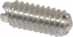 Vlier - 6-40, 0.078" Ball Diam, 0.312" Body Length, 0.023" Max Ball Reach, Threaded Ball Plunger - Stainless Steel Body, Stainless Steel Ball, 0.5 Lb Initial End Force, 1 Lb Final End Force - Exact Tooling