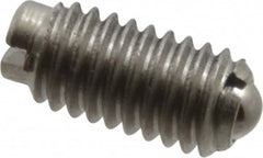 Vlier - 8-36, 0.094" Ball Diam, 0.344" Body Length, 0.025" Max Ball Reach, Threaded Ball Plunger - Stainless Steel Body, Stainless Steel Ball, 0.5 Lb Initial End Force, 1.25 Lb Final End Force - Exact Tooling