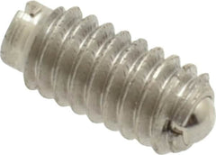 Vlier - 8-32, 0.094" Ball Diam, 0.344" Body Length, 0.025" Max Ball Reach, Threaded Ball Plunger - Stainless Steel Body, Stainless Steel Ball, 0.5 Lb Initial End Force, 1.25 Lb Final End Force - Exact Tooling