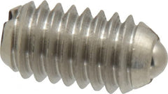 Vlier - 5/16-18, 0.156" Ball Diam, 0.578" Body Length, 0.04" Max Ball Reach, Threaded Ball Plunger - Stainless Steel Body, Stainless Steel Ball, 4 Lb Initial End Force, 9 Lb Final End Force - Exact Tooling
