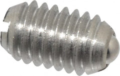Vlier - 3/8-16, 0.188" Ball Diam, 0.625" Body Length, 0.048" Max Ball Reach, Threaded Ball Plunger - Stainless Steel Body, Stainless Steel Ball, 5 Lb Initial End Force, 10 Lb Final End Force - Exact Tooling